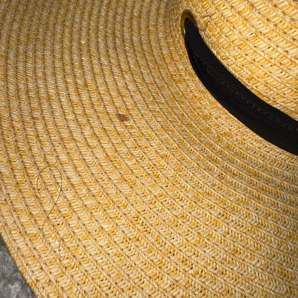 Rima Beach World Women's 100% Straw Sun Hat Wide Brim Black Bow Beige St.Martin - Picture 3 of 5